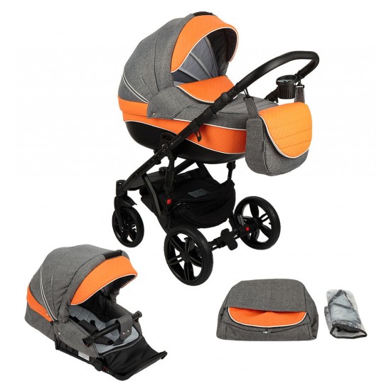Коляска Adamex Avanti Deluxe 2 в 1 X13 графитовый/оранжевый