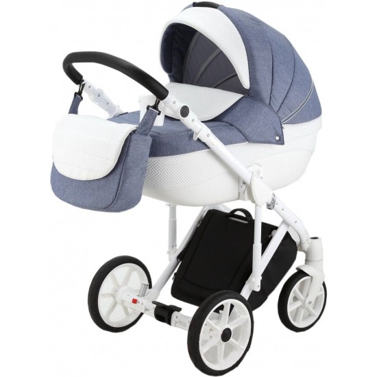 Коляска Adamex Sicilia deluxe 2в1 pik11 т.синийL-белый пик