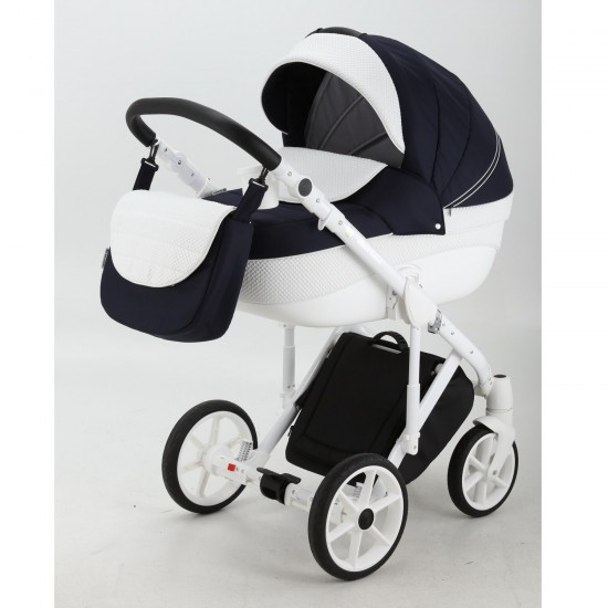 Коляска Adamex Sicilia deluxe 2в1 pik 10 т.синий-белый пик