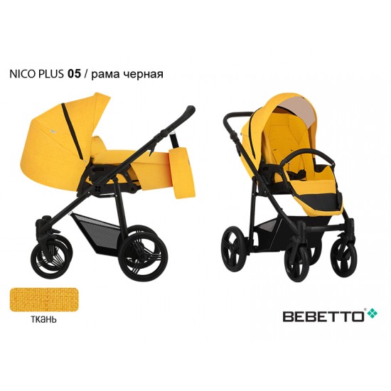 Детская коляска-трансформер Bebetto Nico PLUS 05 рама черная