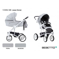 Детская коляска 2 в 1 Bebetto Torino экокожа/ткань 05 рама белая