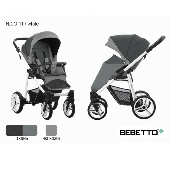 Коляска Bebetto Nico экокожа/ткань 11 BIA серый