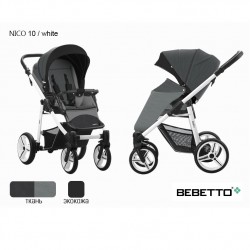 Коляска Bebetto Nico экокожа/ткань 10 BIA черный/серый
