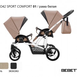 Детская прогулочная коляска для двойни Bebetto42 Sport Сomfort 01рама белая