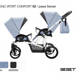 Детская прогулочная коляска для двойни Bebetto42  Sport Сomfort 02 рама белая