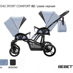 Детская прогулочная коляска для двойни Bebetto42 Sport Сomfort 02 рама черная