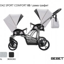 Детская прогулочная коляска для двойни Bebetto42 Sport Сomfort 03 рама графит