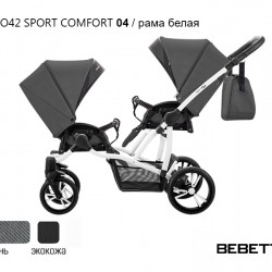 Детская прогулочная коляска для двойни Bebetto42 Sport Сomfort 04 рама белая