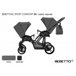 Детская прогулочная коляска для двойни Bebetto42 Sport Сomfort 04 рама черная