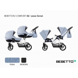 Детская коляска для двойни 2 в 1 Bebetto42 Сomfort 02 рама белая