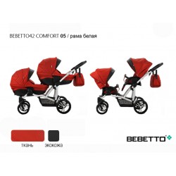 Детская коляска для двойни 2 в 1 Bebetto42 Сomfort 05 рама белая