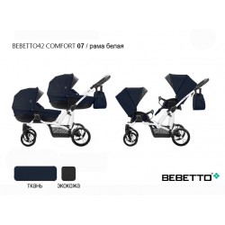 Детская коляска для двойни 2 в 1 Bebetto42 Сomfort 07 рама белая
