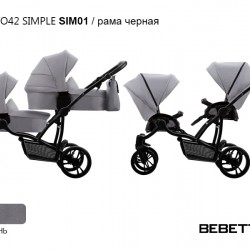 Детская коляска для двойни 2 в 1 Bebetto42 SIMPLE SIM01 рама черная