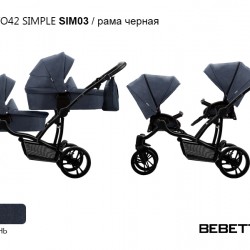 Детская коляска для двойни 2 в 1 Bebetto42 SIMPLE SIM03 рама черная