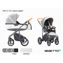 Детская коляска 2 в 1 Bebetto Bresso экокожа/ткань 13 рама матовый графит