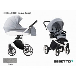 Детская коляска 2 в 1 Bebetto Holland W51 рама белая