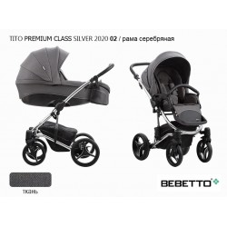Детская коляска 2 в 1 Bebetto Tito Premium  CLASS SILVER 2020/02/рама серебряная 
