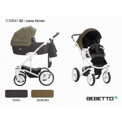 Детская коляска 2 в 1 Bebetto Torino экокожа/ткань 02 рама белая