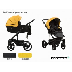 Детская коляска 2 в 1 Bebetto Torino экокожа/ткань 09 рама черная