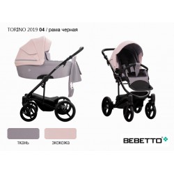 Детская коляска 2 в 1 Bebetto Torino 2019 экокожа/ткань 04 рама черная