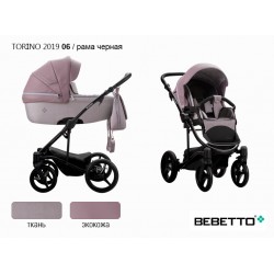 Детская коляска 2 в 1 Bebetto Torino 2019 экокожа/ткань 06 рама черная