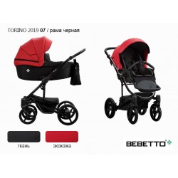 Детская коляска 2 в 1 Bebetto Torino 2019 экокожа/ткань 07 рама черная