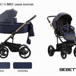 Детская коляска 2 в 1 Bebetto Torino Si экокожа/ткань SI03 рама золотая