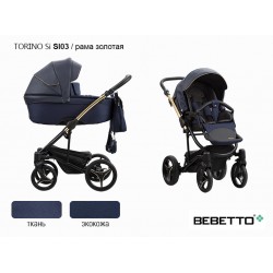 Детская коляска 2 в 1 Bebetto Torino Si экокожа/ткань SI03 рама золотая