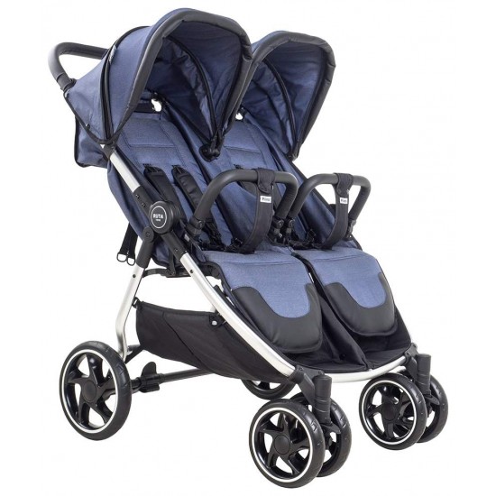 Коляска прогулочная для ДВОЙНИ Pituso RUTA ДЕНИМ