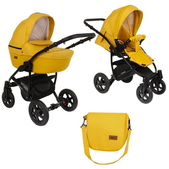 Коляска 2 в 1 PITUSO CONFORT Желтый/Кожа Шафрановый