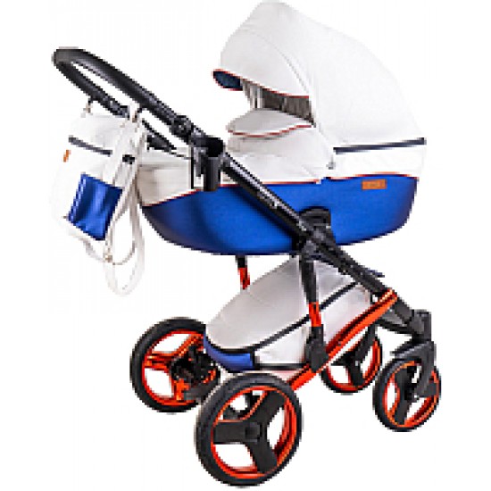Детская универсальная коляска Ray Ultra Red 2 в 1 1 белая кожа/синий