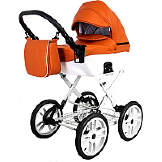 Детская универсальная коляска Ray Corsa Eco Classic 2 в 1 24/оранжевый/белый/кожа