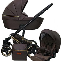 Детская универсальная коляска Ray Ultra Gold 2 в 1 4/30 коричневая кожа