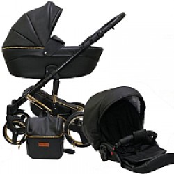 Детская универсальная коляска Ray Ultra Gold 2 в 1 1/28 черная кожа