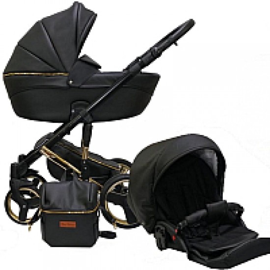 Детская универсальная коляска Ray Ultra Gold 2 в 1 1/28 черная кожа
