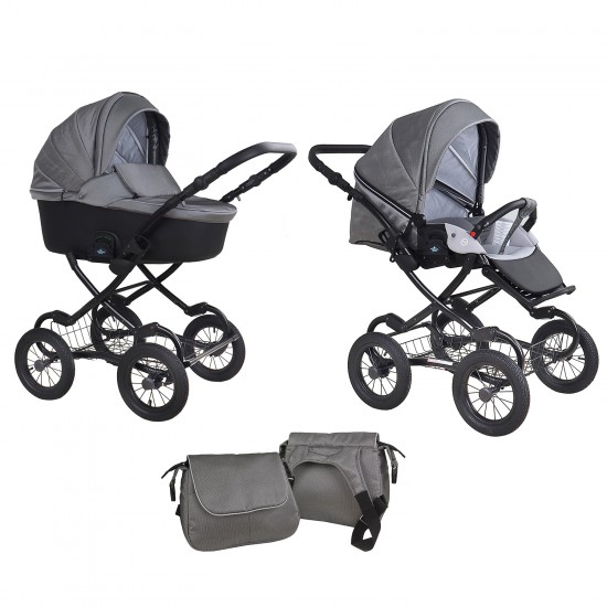 Коляска TUTIS 2 в 1 ZIPPY CLASSIC Черный короб/СЕРЕБРО