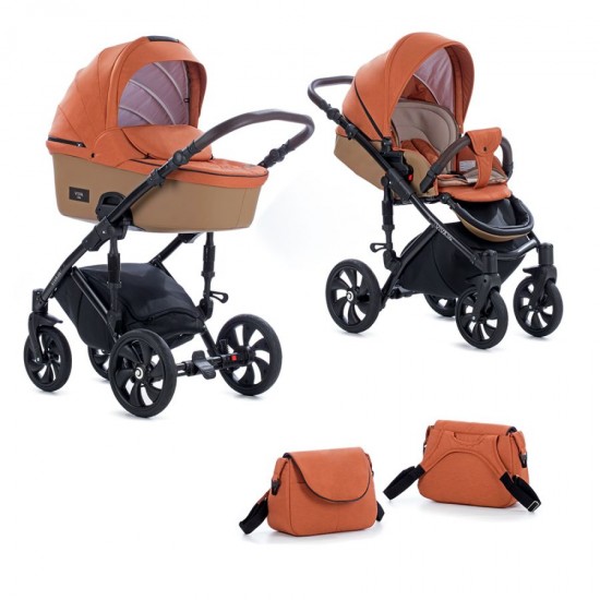 Коляска TUTIS 2 в 1 VIVA LIFE Коричневато/оранжевый/Кожа Темно/песочный