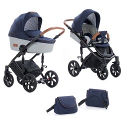 Коляска TUTIS 2 в 1 VIVA LIFE Пурпурно/синий Кожа Светло/серебристый