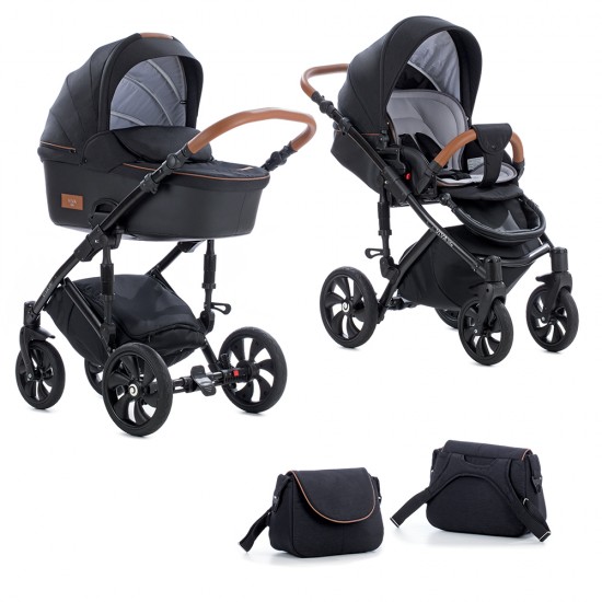 Коляска TUTIS 2 в 1 VIVA LIFE Черный муар/Кожа Антрацит