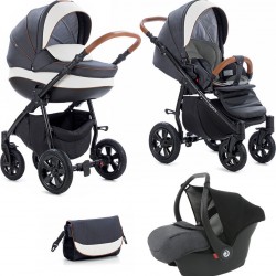 Коляска TUTIS 3 в 1 NANNI Черный кожа Белый