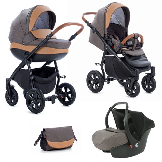 Коляска TUTIS 3 в 1 NANNI Темно/коричневый кожа Беж