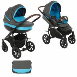 Коляска TUTIS 2 в 1 NANNI Серый/Кожа Морская волна