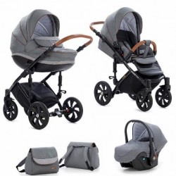 Коляска TUTIS 3 в 1 MIMI STYLE Серый Лен Серый ромб