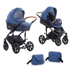 Коляска TUTIS 2 в 1 VIVA LIFE Деним Кожа Темно-синий