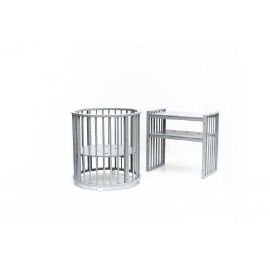 Кроватка Bambini М 01.10.14 овальная/серая