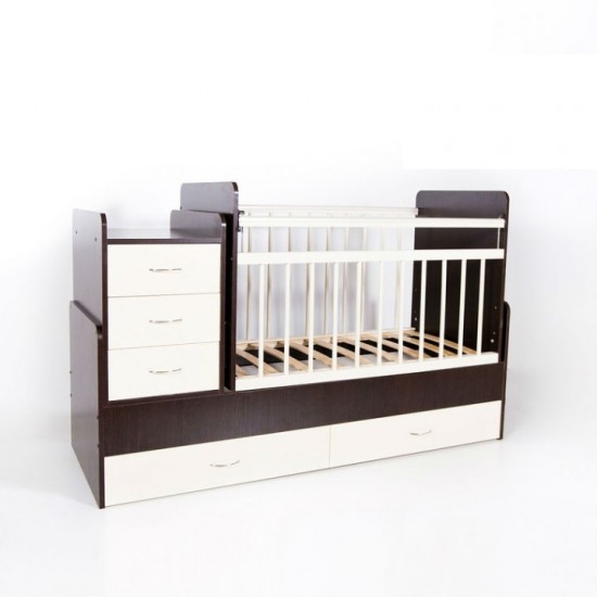 Кровать трансформер Bambini темный орех/белый M 01.10.01