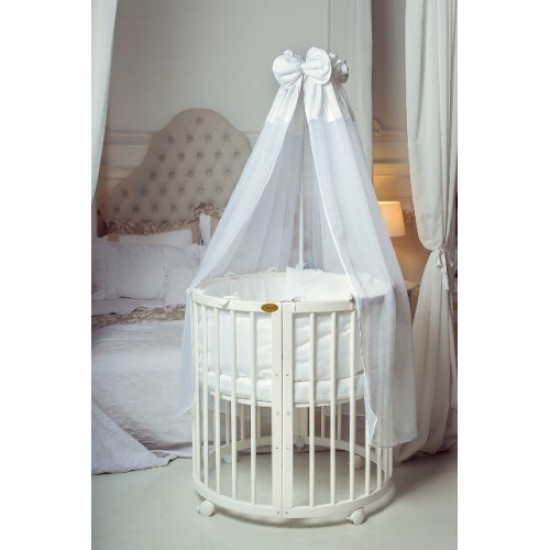 Кроватка Bambini М 01.10.14 овальная/белая