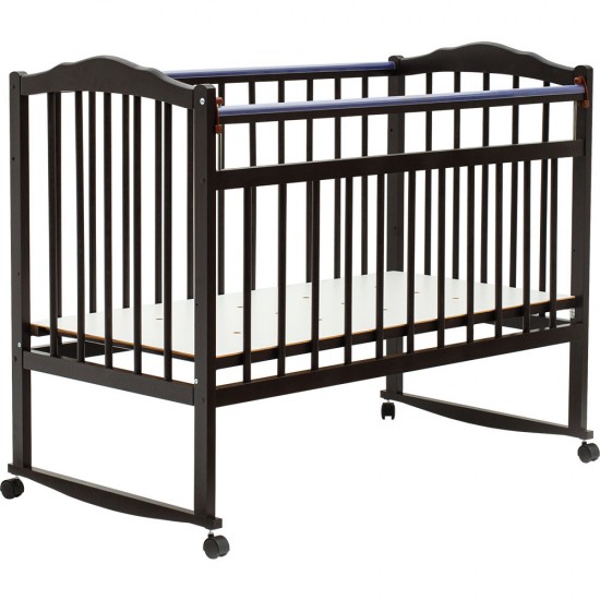 Кроватка Bambini колесо/качалка темный орех М 01.10.03