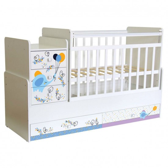 Кровать трансформер Фея 1100 белый Слоник на шаре
