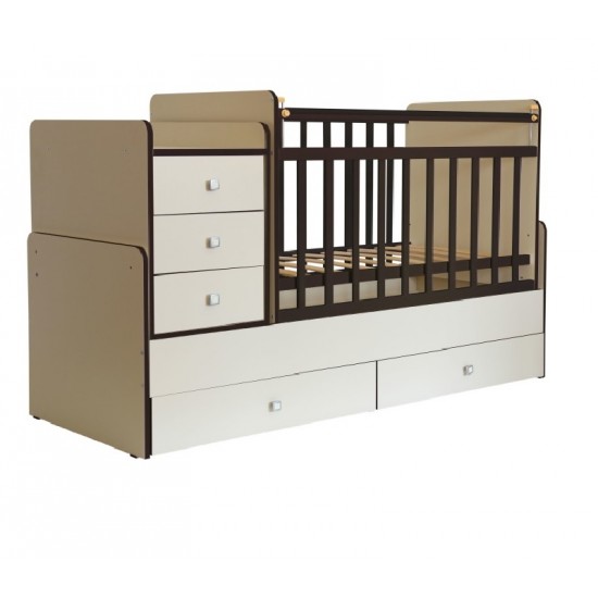 Кровать трансформер Фея 1100 бежевый с кромкой венге